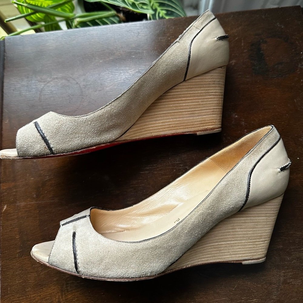 Christian Louboutin Suede Wedges, size 7 - Picture 2 of 7